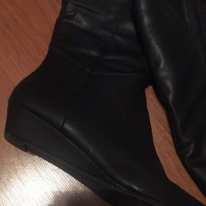 black wedged boots